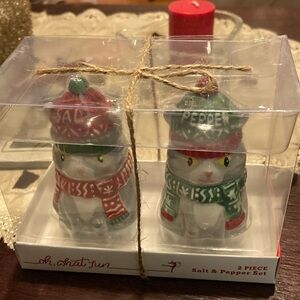 2 Piece Festive Cat Salt & Pepper